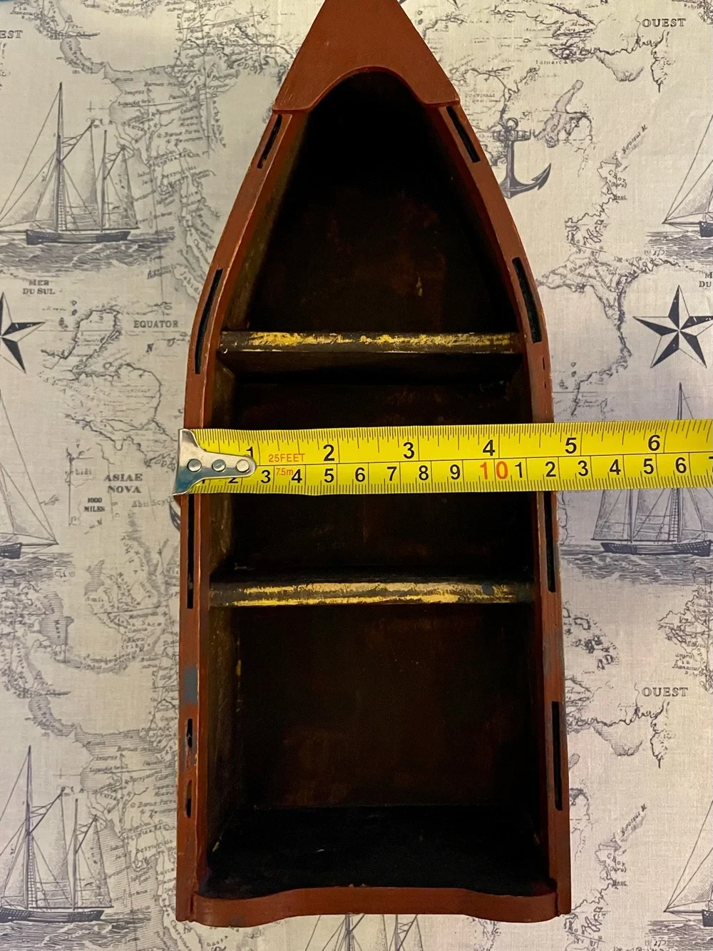Vintage-Style Wooden Rowboat Shelf | Nautical Coastal Wall or Tabletop Décor
